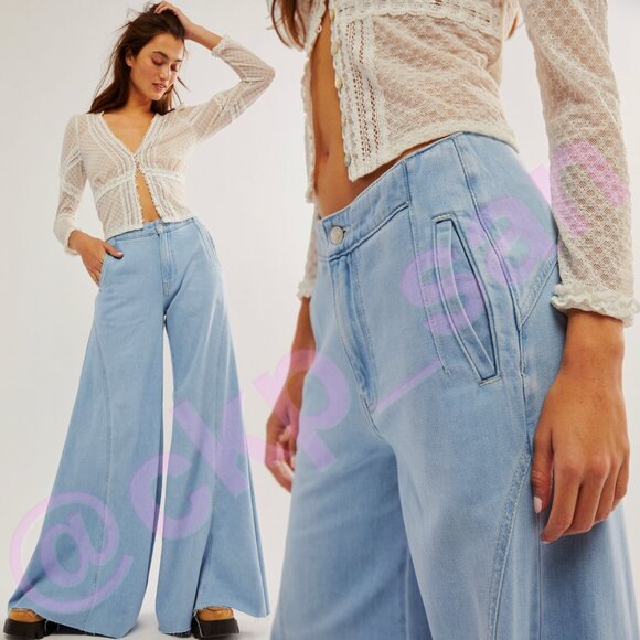 Free People Chase The Sun Extreme Wide-Leg Jeans Sz 27 - Picture 3 of 15
